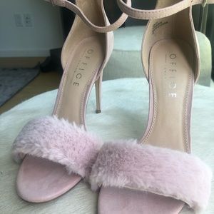 Brand New Office faux fur ankle strap sandals.